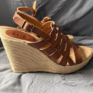 MIA Tan Strappy Wedge Sandals